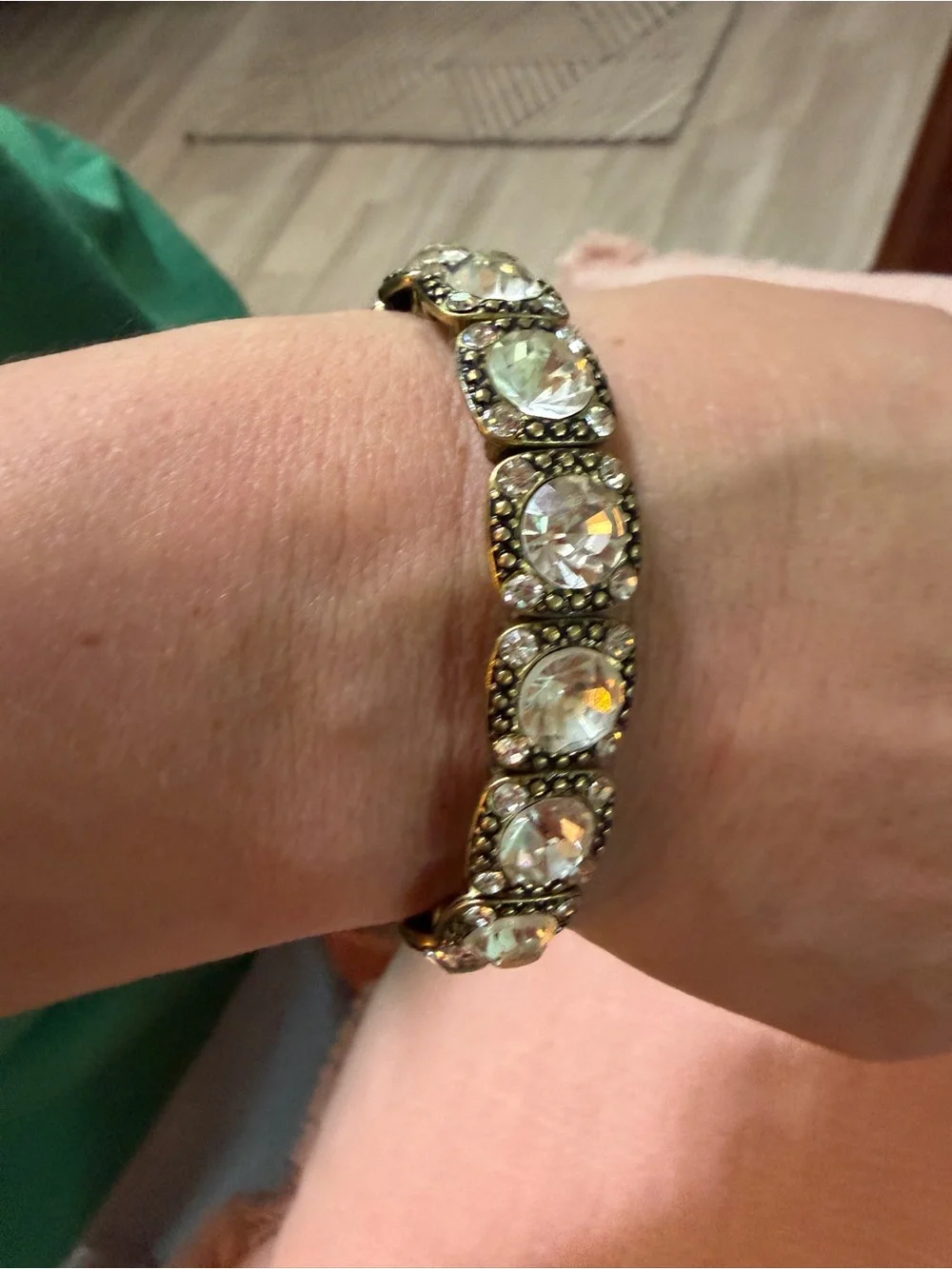 B2G1 FREE Gold Tone Rhinestone Crystal Stretch Bracelet Set Vintage Style